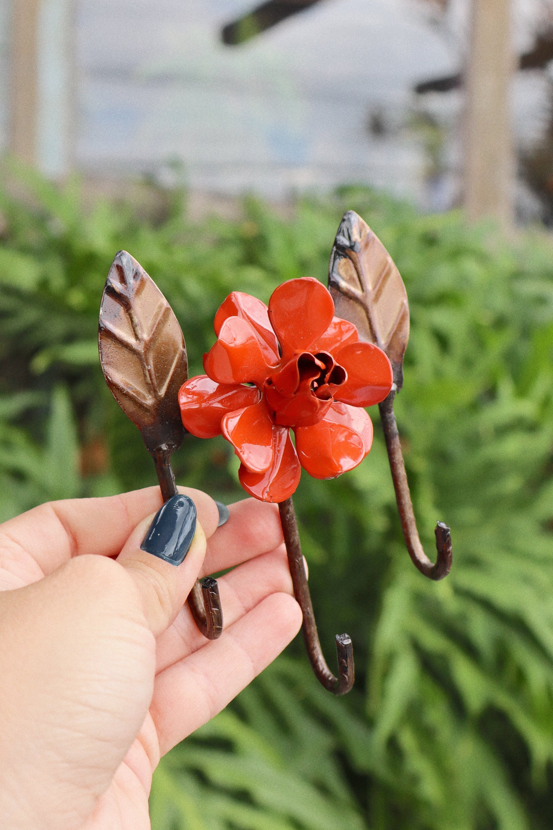 Porta Chaves Flor Ferro Laranja