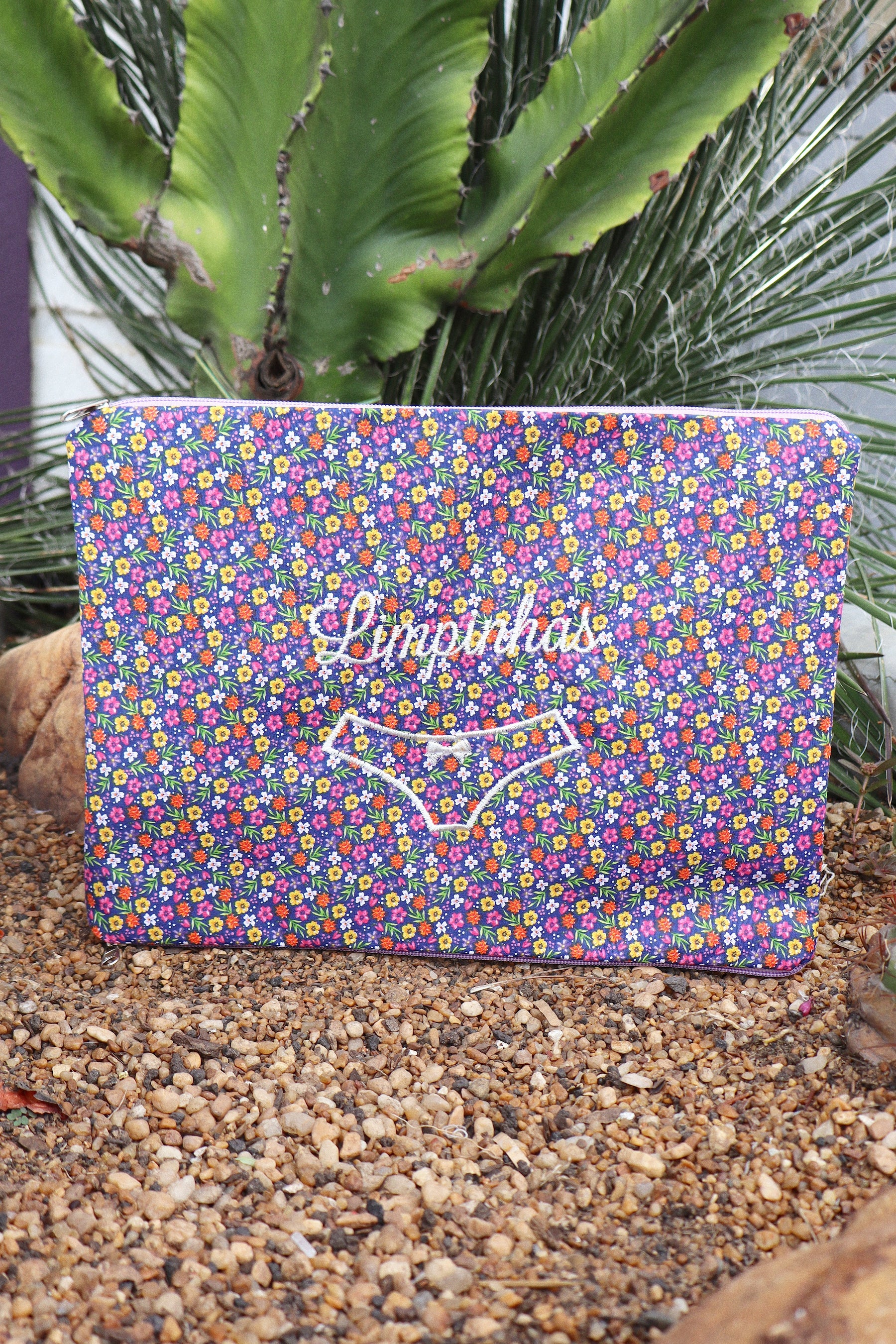 Necessaire Porta Calcinha Limpinha Sujinha G Florzinhas Coloridas