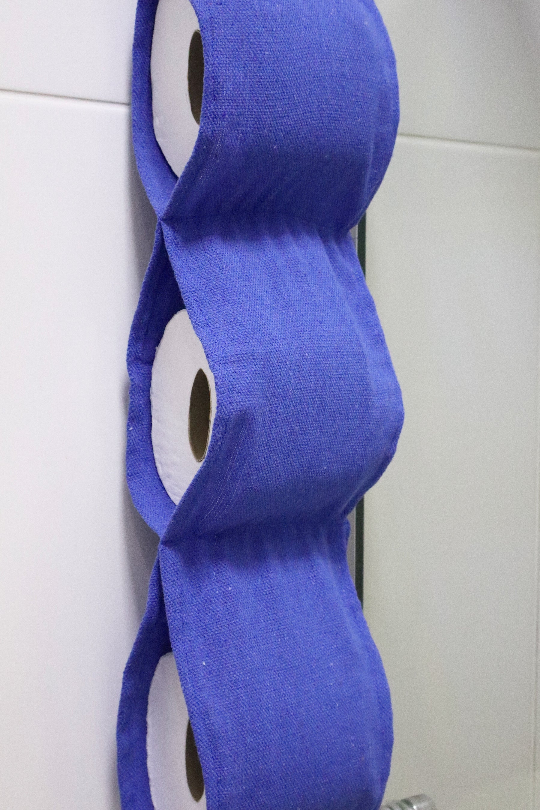 Porta Papel Higiênico 3 Lugares Algodão Azul