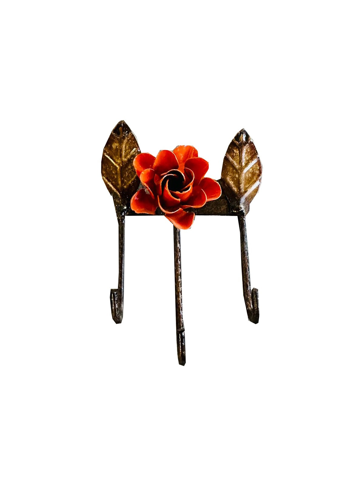 Porta Chaves Flor Ferro Laranja