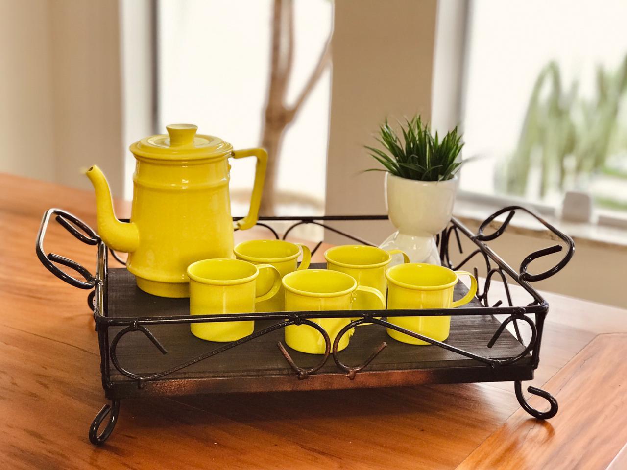 Kit 6 Peças Alumínio Esmaltado Amarelo