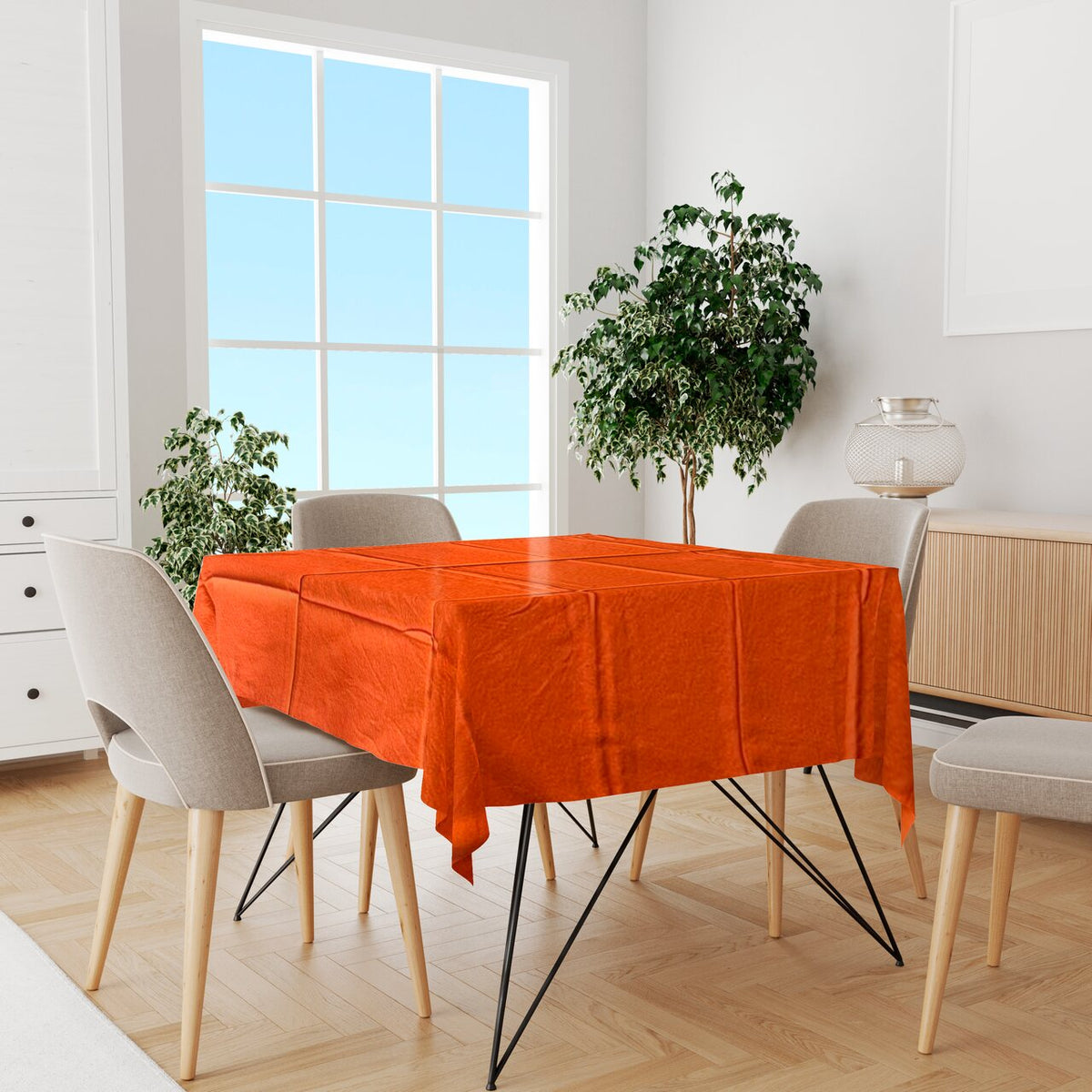 Toalha de Mesa Algodão Laranja Lisa 1,5mx1,5m