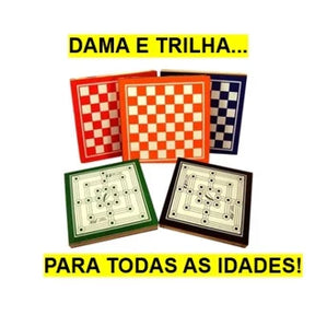 Brinquedo Jogo 2 em 1 Dama e Trilha - Único com Estojo Embutido