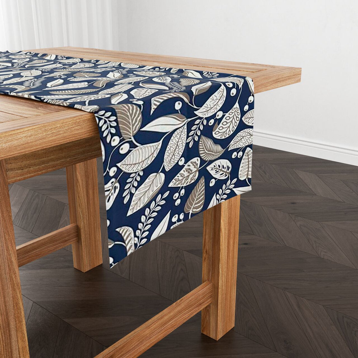 Caminho de Mesa Impermeável Belize Folhas Azul