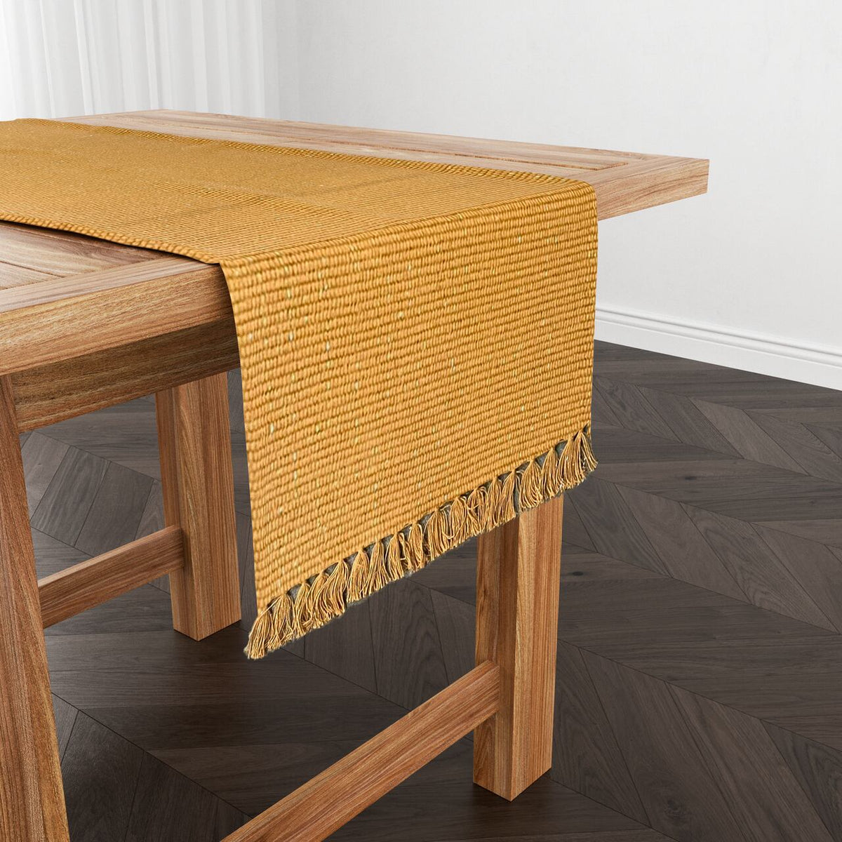 Caminho de Mesa Linha com Fio Lurex Mostarda 1,5m