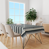 Toalha de Mesa Algodão Listrada Preta e Cinza 1,5mx1,5m