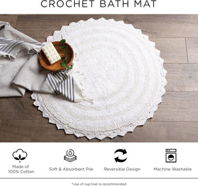 DII Coleção de crochê tapete de banho reversível, grande oval, 21x34, malva