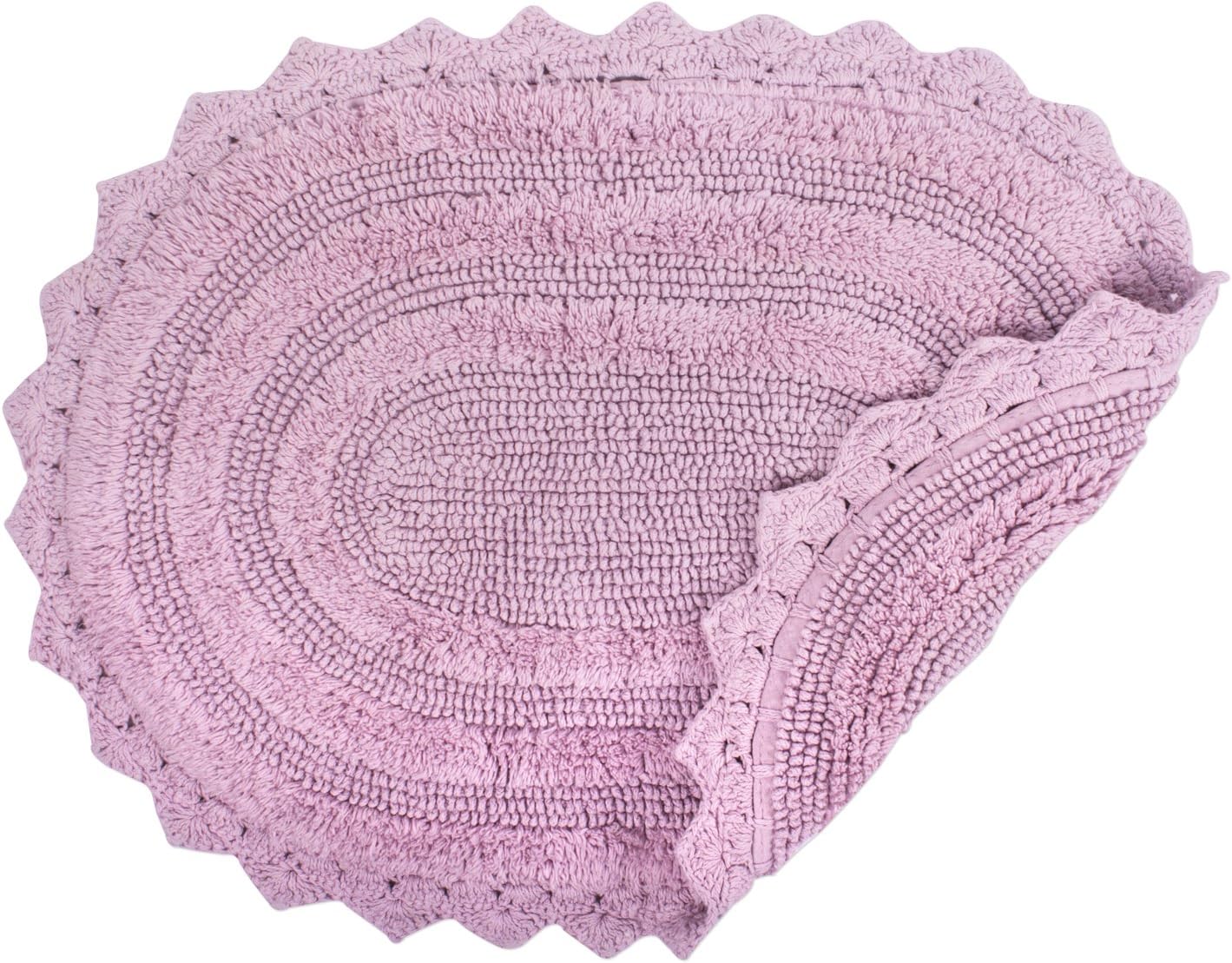 DII Coleção de crochê tapete de banho reversível, grande oval, 21x34, malva