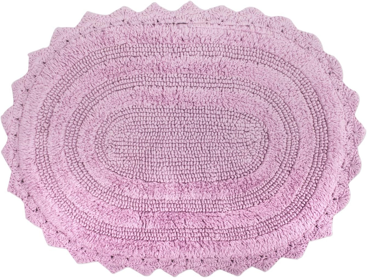 DII Coleção de crochê tapete de banho reversível, grande oval, 21x34, malva