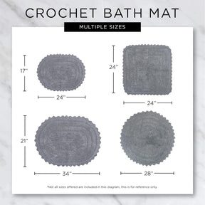 DII Coleção de crochê tapete de banho reversível, grande oval, 21x34, malva