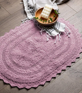 DII Coleção de crochê tapete de banho reversível, grande oval, 21x34, malva