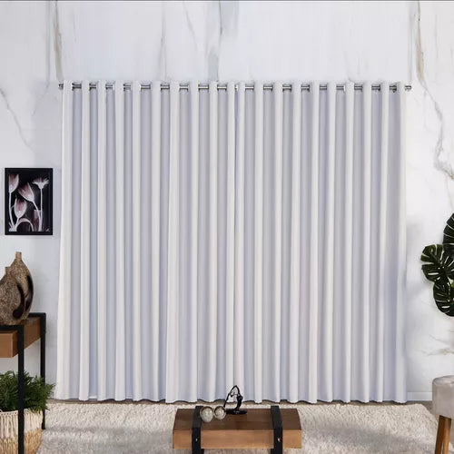 Cortina Blackout com Argolas Cromadas Branco 2,60x2,80m