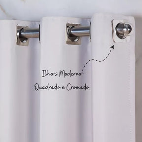 Cortina Blackout com Argolas Cromadas Branco 2,60x2,80m