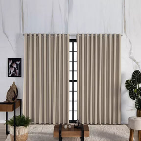 Cortina Blackout com Argolas Cromadas Bege 2,60x2,80m