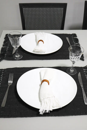 Par Lugar Americano Linha com Fio Lurex Preto