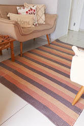 Tapete em Linha Listrado Terracota, Marrom e Café com Leite 2,00x2,50m