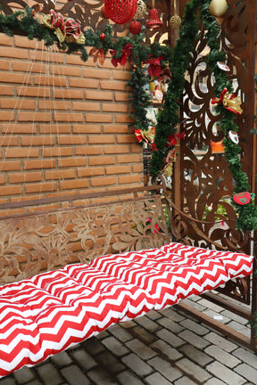 Almofada Futon Dupla Impermeável 1,10x0,50m Chevron Vermelho