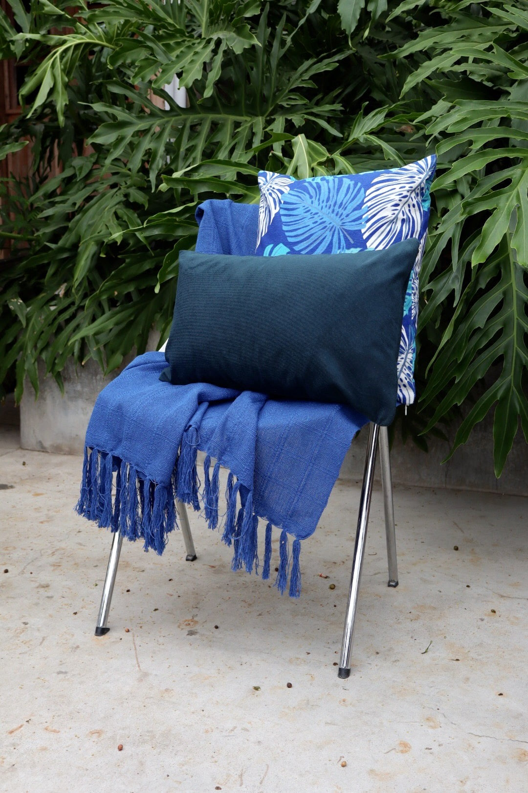 Kit Mantinha para Sofá Azul + 2 Capas de Almofadas