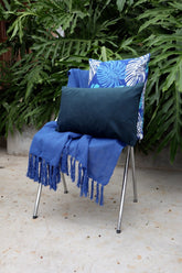 Kit Mantinha para Sofá Azul + 2 Capas de Almofadas