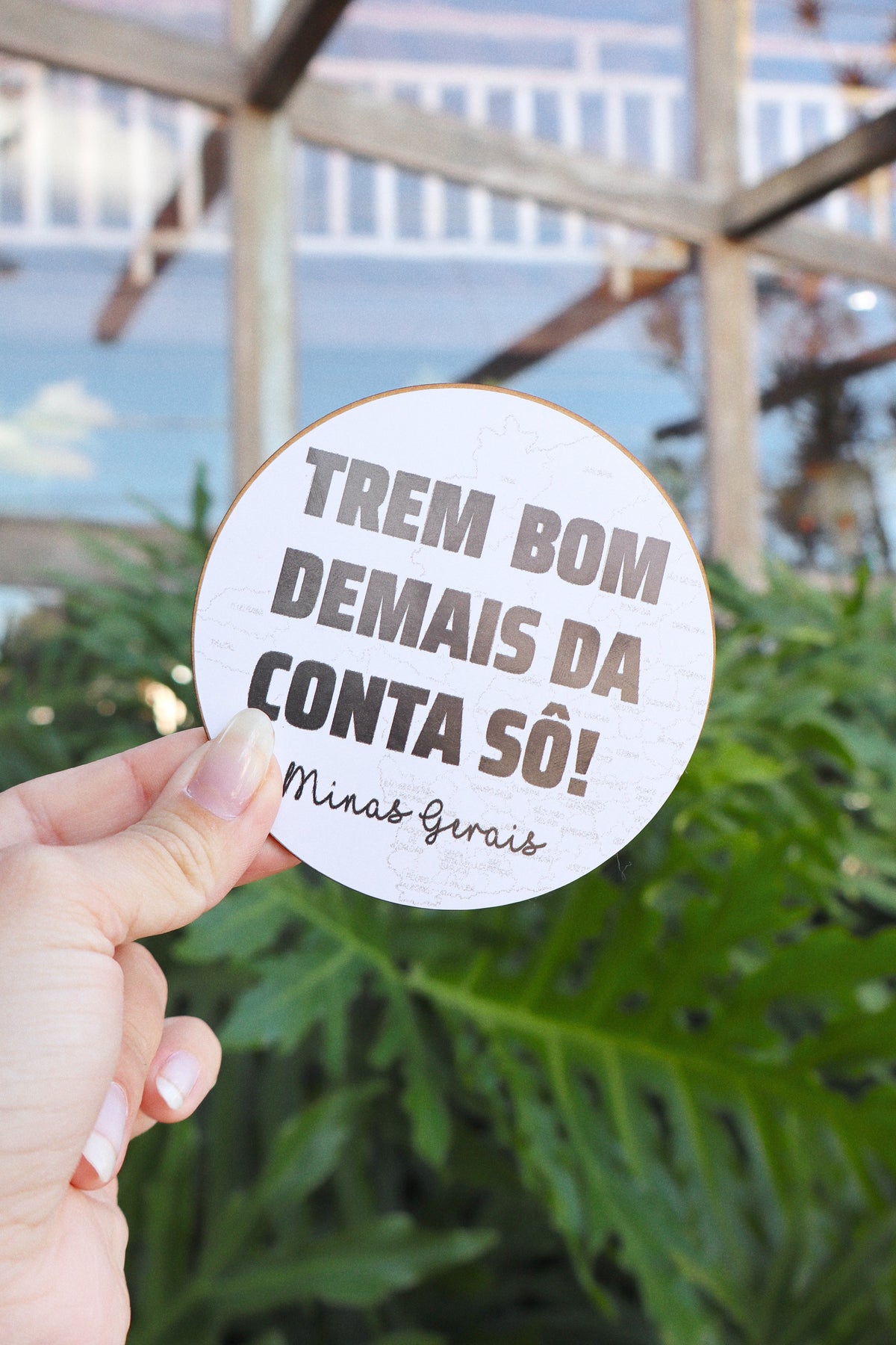 Descanso Para Copo / Porta Copo Dicionário Mineiro Adesivado "Trem bom demais da conta"