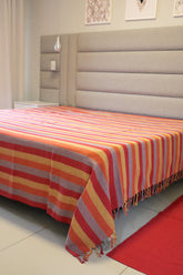 Colcha para Cama Queen 2,40x2,60m Artesanal Listrada Colorida