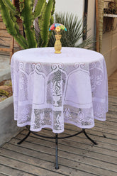 Toalha de Mesa Redonda Renda Lavanda 1,50m