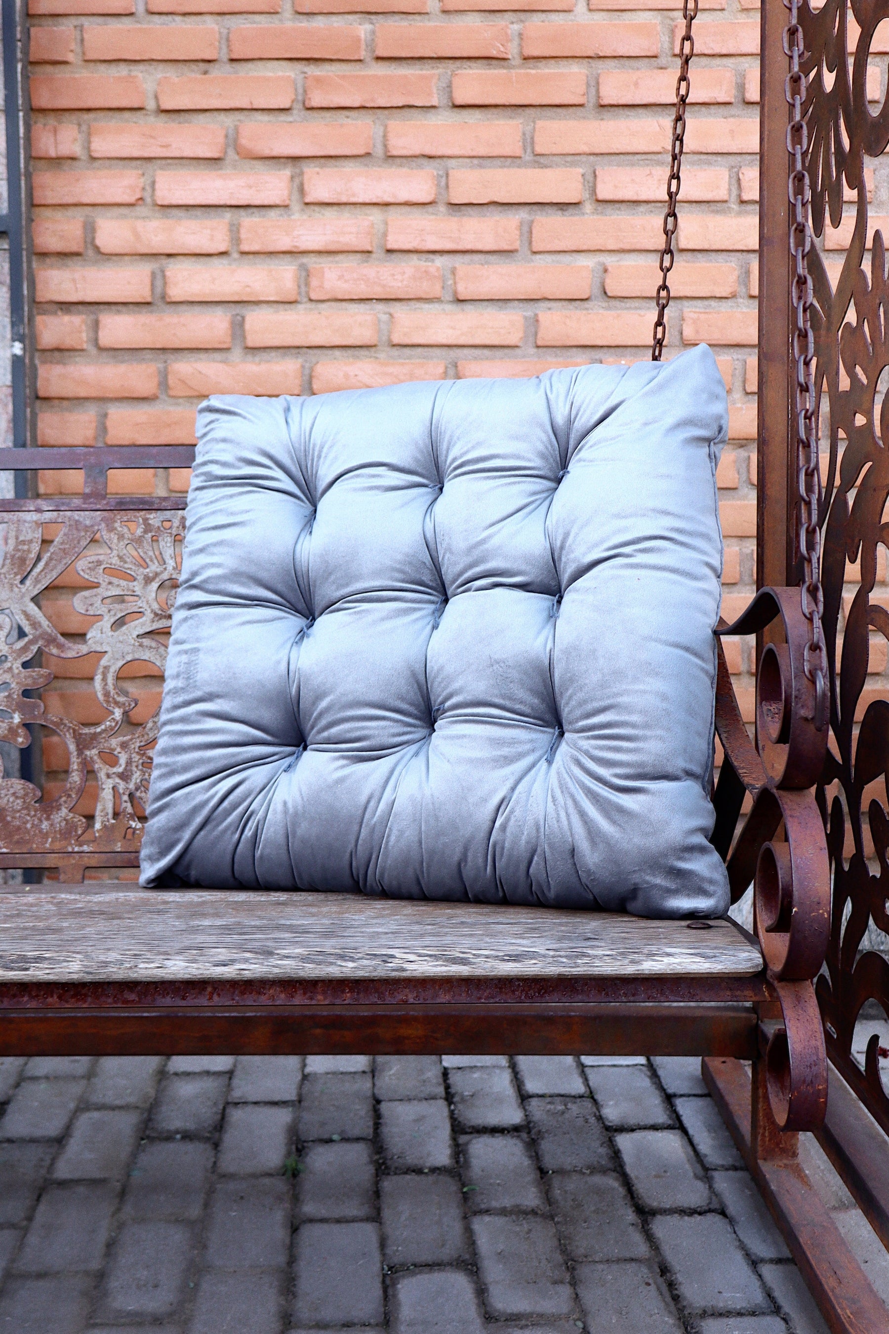 Almofada Futon 55x55cm Suede Cinza
