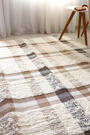 Tapete Algodão Felpudo Chic Xadrez Caramelo 1,50x2,00m