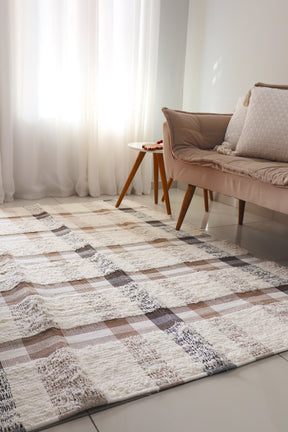 Tapete Algodão Felpudo Chic Xadrez Caramelo 1,50x2,00m