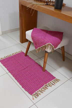 Tapete Malha Algodão Coroa Rosa Pink