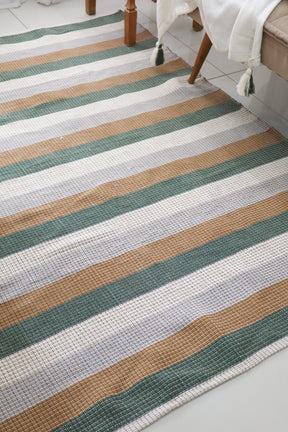 Tapete em Linha Listrado Verde e Marrom 2,00x3,00m