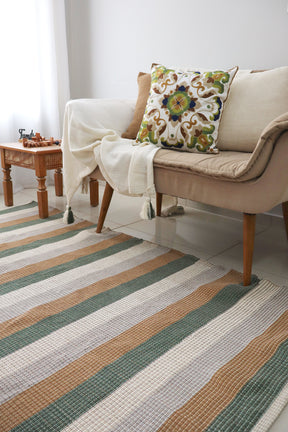 Tapete em Linha Listrado Verde e Marrom 1,50x2,00m