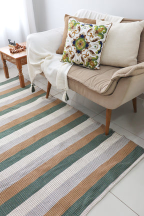 Tapete em Linha Listrado Verde e Marrom 2,00x3,00m