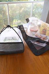 Kit Tule Cobre Alimentos 72x72cm + Cobre Bolo 30x30cm Poá Preto