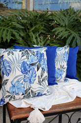 Kit 4x Almofadas Completas Folhas Azul