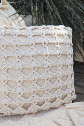 Capa de Almofada Boho Trançada Crochê Cru EST001 45x45