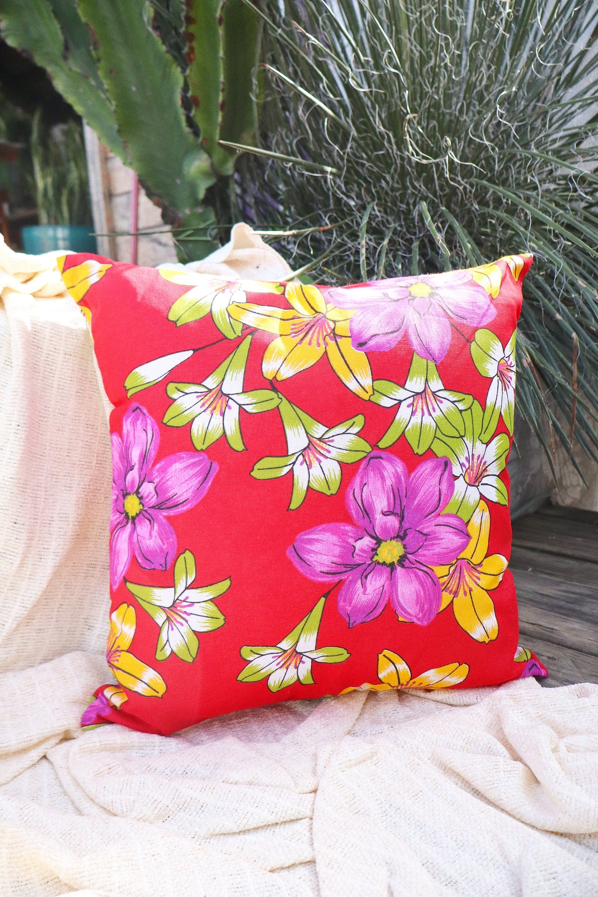 Capa de Almofada Chita Vermelha 65x65