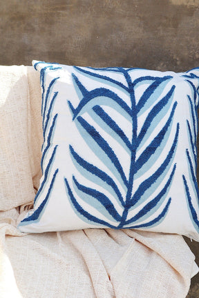 Capa de Almofada Bordada em Linho 45x45 Azul