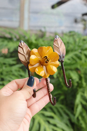 Porta Chaves Flor Ferro Amarelo