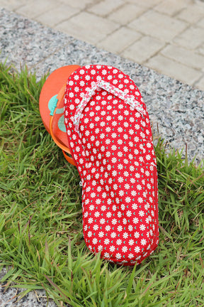 Necessaire Porta Chinelos Margaridas Vermelha