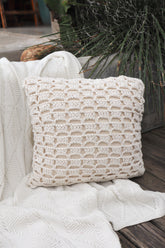 Capa de Almofada Boho Trançada Crochê Cru EST003 45x45