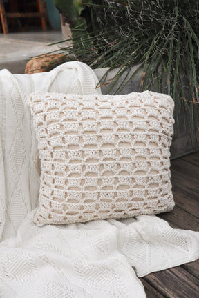 Capa de Almofada Boho Trançada Crochê Cru EST003 45x45