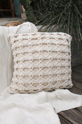 Capa de Almofada Boho Trançada Crochê Cru EST001 45x45