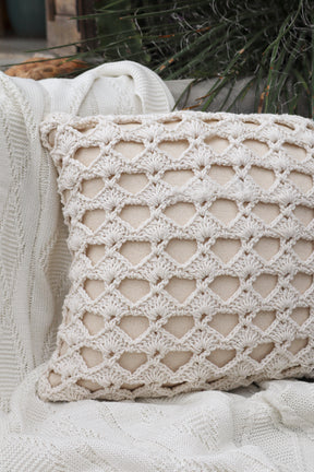 Capa de Almofada Boho Trançada Crochê Cru EST001 45x45