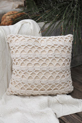 Capa de Almofada Boho Trançada Crochê Cru EST004 45x45
