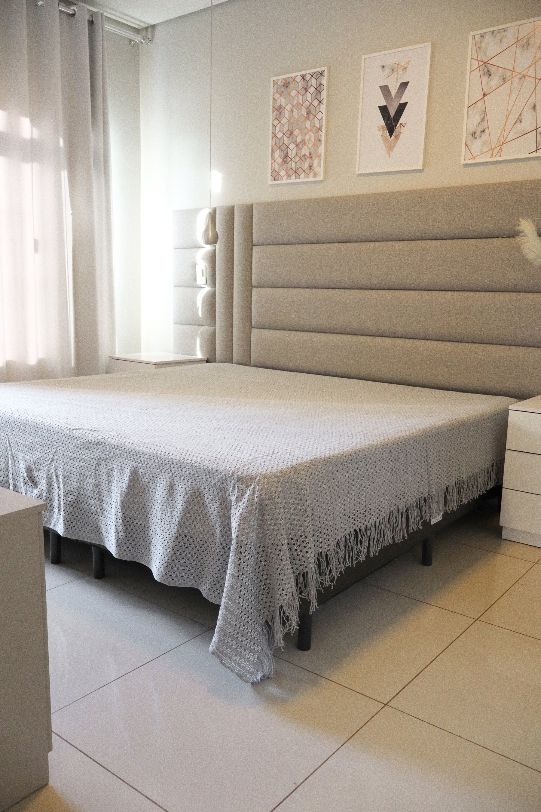 Colcha para Cama Casal em Renda Cinza 2,30x2,90m