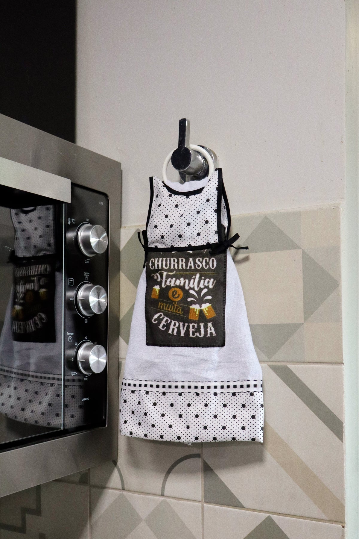 Bate Mão Algodão Argola Churrasco, Família e Muita Cerveja
