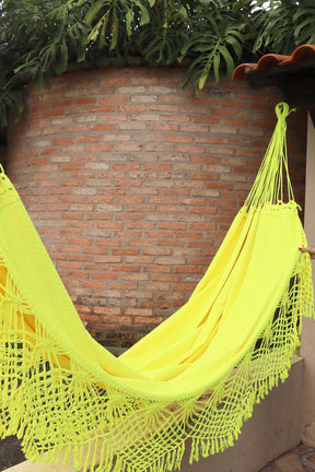 Rede De Descanso Casal Macramê Bucho De Boi Neon