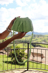 Bolsa Crochê Sanfoninha Verde Limão