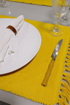 Par Lugar Americano Linha com Fio Lurex Amarelo